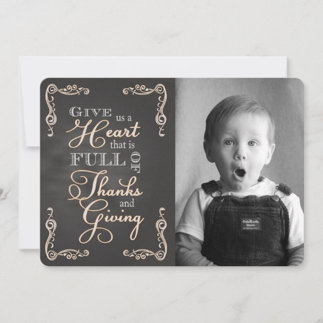 Cartes Pour Fêtes Annuelles Chalkboard Thanksgiving - Donnez-nous un Coeur per (Devant)