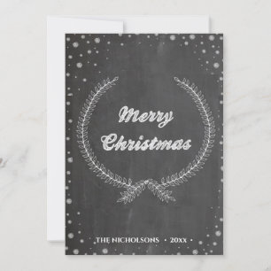 Cartes Pour Fêtes Annuelles Chalkboard Vintage Joyeux Noël Folio Wreath