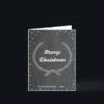 Cartes Pour Fêtes Annuelles Chalkboard Vintage Joyeux Noël Folio Wreath<br><div class="desc">Carte de Noël propre et simple avec une couronne de Noël feuillue dans un cadre de flocon de neige. Disponible sous forme de carte à plat,  carte pliée et carte postale. Souhaitez-vous à tous un Joyeux Noël et Bonne Année!</div>