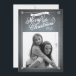 Cartes Pour Fêtes Annuelles Chalkboard White Mistletoe Photo Card<br><div class="desc">Le This rustic chalkboard style invité est idéal pour un séjour nostalgic et on-tendance holiday greeting made exclusively for Zazzle. Mistletoe adents adorn each corner with white script typography printed on a chalkboard background. Add an Envelopments Holiday Stamp from our extensive postage collection to match parfaite with your greeting. Enveloppements...</div>