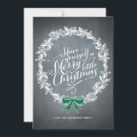 Cartes Pour Fêtes Annuelles Chalkboard Wreath Green Ribbon Holiday Card<br><div class="desc">La This Rustic Chalkboard Holiday card est idéale pour un yet nostalgic yet moderne holiday greeting and est un hôtel design exclusively for Zazzle. Printed green ribbon acco accentuation adorns the holiday cruath with white script typography. Add an Envelopments Holiday Stamp from our extensive postage collection to match parfaite with...</div>
