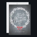 Cartes Pour Fêtes Annuelles Chalkboard Wreath Red Ribbon Holiday Card<br><div class="desc">La This Rustic Chalkboard Holiday card est idéale pour un yet nostalgic yet moderne holiday greeting and est un hôtel design exclusively for Zazzle. Printed red Ribon accent adorns the holiday cruath with white script typography. Add an Envelopments Holiday Stamp from our extensive postage collection to match parfaite with your...</div>