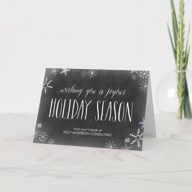 Cartes Pour Fêtes Annuelles Chalked Snowflakes Business Holiday Card (Devant)