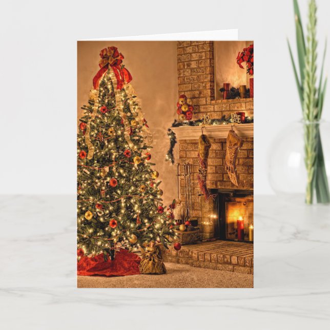 Cartes Pour Fêtes Annuelles Chambre Charmante Arbre De Noël (Devant)