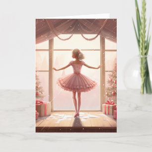 Cartes Pour Fêtes Annuelles Chambre Rose de Ballerine Élégante Noël Hiver Mign