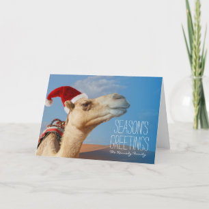 Cartes Pour Fêtes Annuelles chameau avec casquette de noël