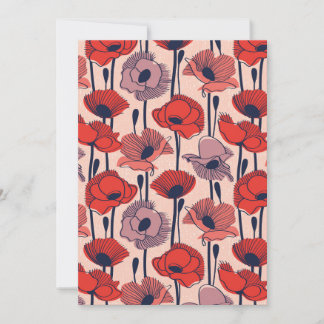 Cartes Pour Fêtes Annuelles Champ de pavots // fleur sauvage de contour de lig