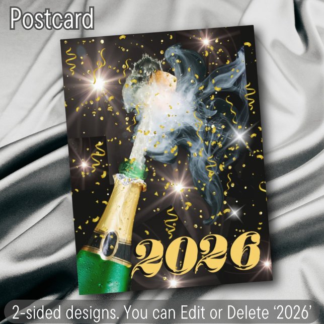 Cartes Pour Fêtes Annuelles Champagne Confetti Bonne année à la fête moderne (Créateur téléchargé)