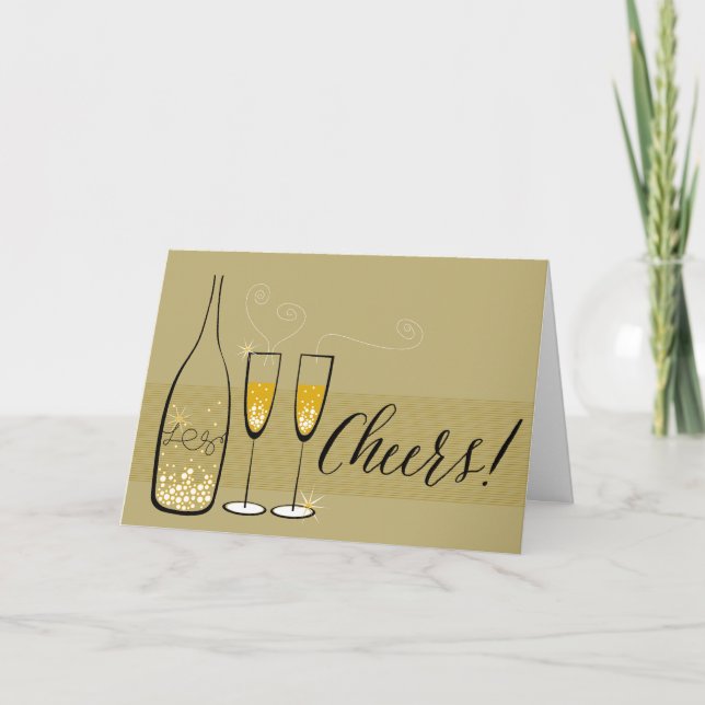 Cartes Pour Fêtes Annuelles Champagne d'or à la gloire de Bubbly élégant Chic  (Devant)