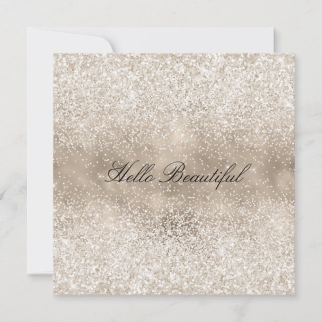 Cartes Pour Fêtes Annuelles Champagne Gold White Glitzy Parties scintillant (Devant)