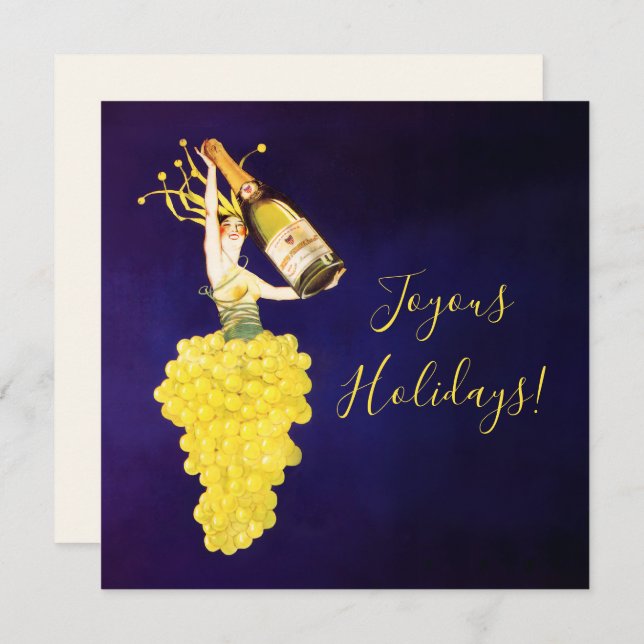 Cartes Pour Fêtes Annuelles Champagne Grapes (Devant / Derrière)