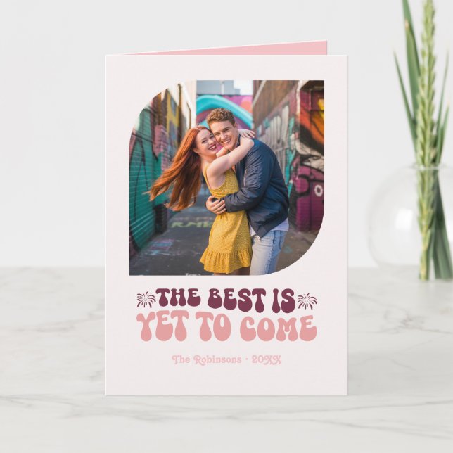 Cartes Pour Fêtes Annuelles Champagne Retro Rosé Glow Nouvel An Retro Photo (Devant)