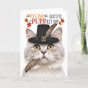 Cartes Pour Fêtes Annuelles Champagne Tabby Cat Grateful pour PURRkey Day