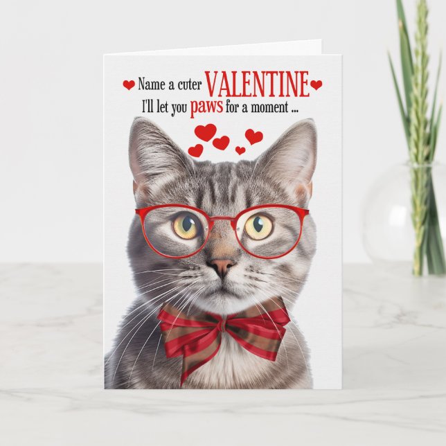 Cartes Pour Fêtes Annuelles Champagne Tabby Chat Feline Humour Saint-Valentin (Devant)