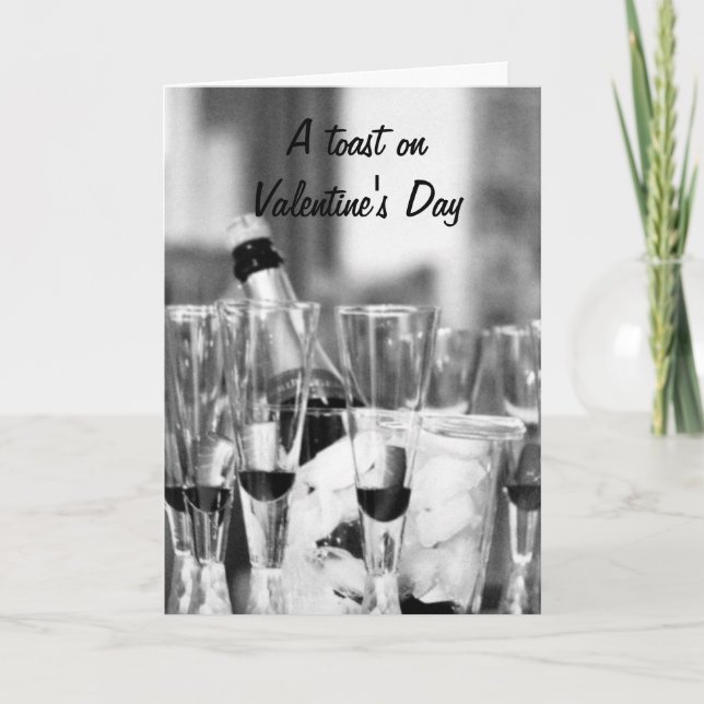 CARTES POUR FÊTES ANNUELLES CHAMPAGNE TOAST À MA VALENTINE (Devant)