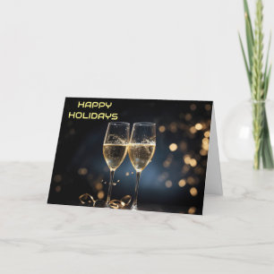CARTES POUR FÊTES ANNUELLES CHAMPAGNE TOAST TO A HAPPY CHRISTMAS