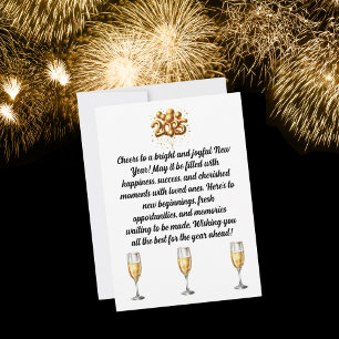 Cartes Pour Fêtes Annuelles Champagne White & Gold Jour de l'An