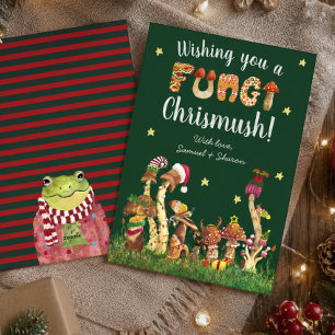 Cartes Pour Fêtes Annuelles Champignon Fungi de Noël drôle et festif Pun
