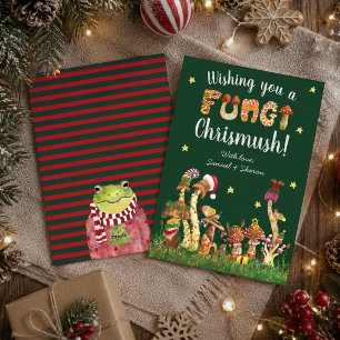 Cartes Pour Fêtes Annuelles Champignon Fungi de Noël drôle et festif Pun