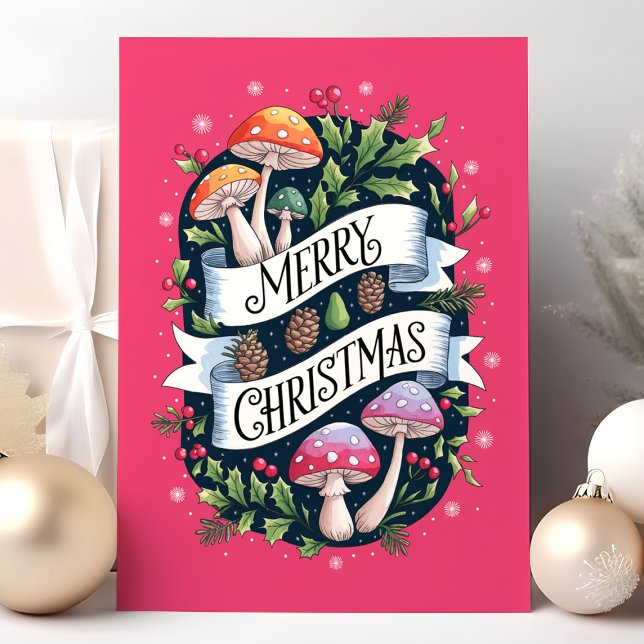 Cartes Pour Fêtes Annuelles Champignon Joyeux Noël (Créateur téléchargé)