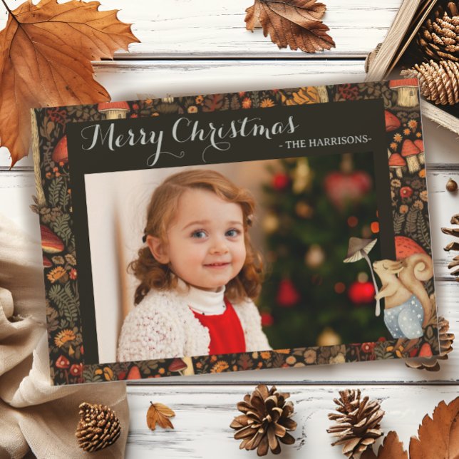 Cartes Pour Fêtes Annuelles Champignons Bois Forêt animale Noël (Créateur téléchargé)