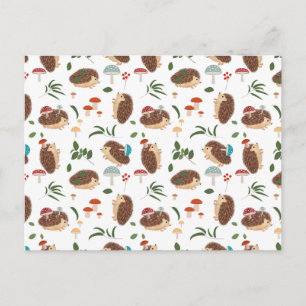 Cartes Pour Fêtes Annuelles Champignons de hérisson mignons Forêt de bois Anim