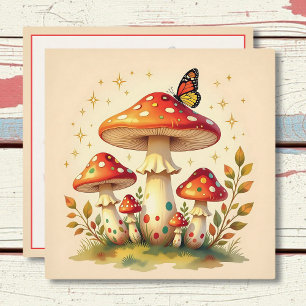 Cartes Pour Fêtes Annuelles Champignons Rétro & Papillon Couleurs Vintage