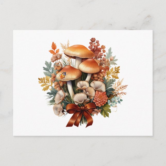 Cartes Pour Fêtes Annuelles Champignons sauvages d'automne et Collage forestie (Devant)