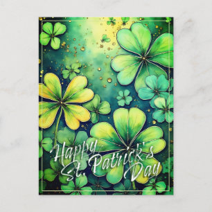 Cartes Pour Fêtes Annuelles Chance à la Saint-Patrick - Trèfles aquarelle 🍀✨