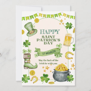 Cartes Pour Fêtes Annuelles Chance Irlandaise, Trèfles & Pot d'Or St Patrick's