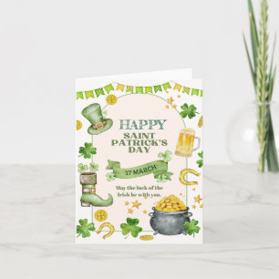 Cartes Pour Fêtes Annuelles Chance Irlandaise, Trèfles & Pot d'Or St Patrick's