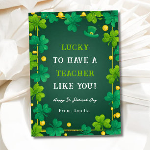 Cartes Pour Fêtes Annuelles Chanceux d'avoir un professeur comme vous St Patri