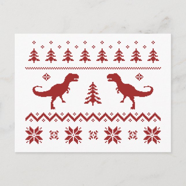 Cartes Pour Fêtes Annuelles Chandail de Noël de T-Rex Dinosaur (Devant)
