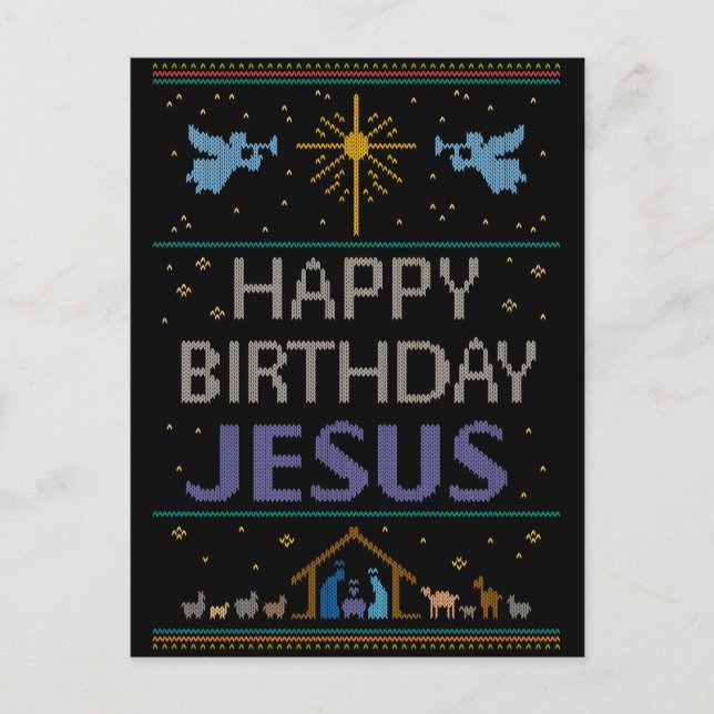 Cartes Pour Fêtes Annuelles Chandail de Noël moche Knit Religieux chrétien (Devant)
