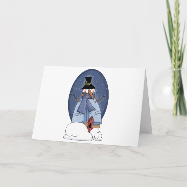Cartes Pour Fêtes Annuelles Chandails et cadeaux Snowman Blue (Devant)