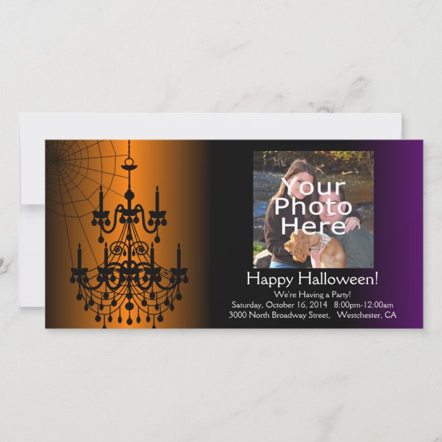 Cartes Pour Fêtes Annuelles Chandelier d'Halloween orange/noir (Devant)
