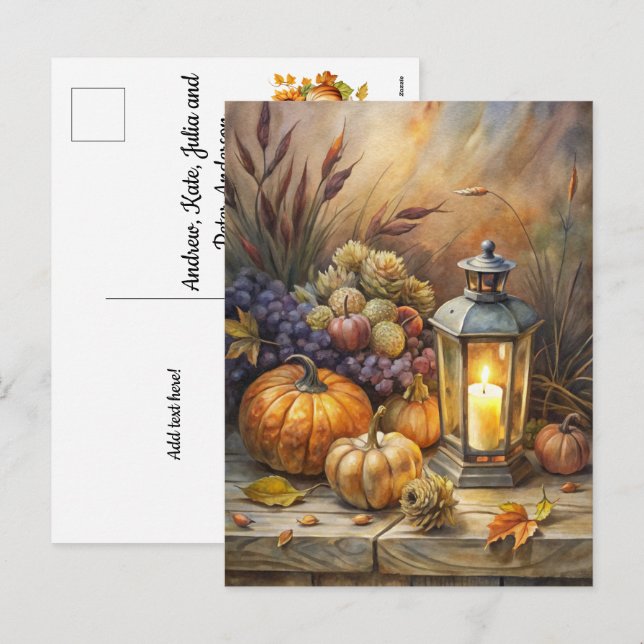 Cartes Pour Fêtes Annuelles Chandelle brûlante Bienvenue automne (Devant / Derrière)
