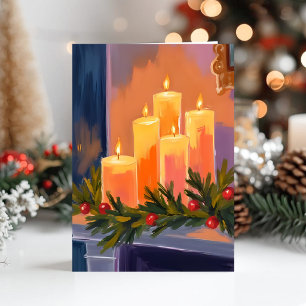 Cartes Pour Fêtes Annuelles Chandelles de cheminée de Noël Guirlande