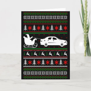 Cartes Pour Fêtes Annuelles Changement à l'intérieur Texte Santa avec voiture 