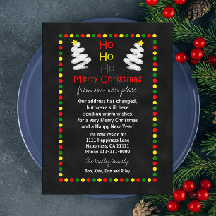 Cartes Pour Fêtes Annuelles Changement d'adresse Tableau noir Arbres de Noël