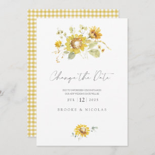 Cartes Pour Fêtes Annuelles Changement de Mariage d'aquarelle de tournesol jau