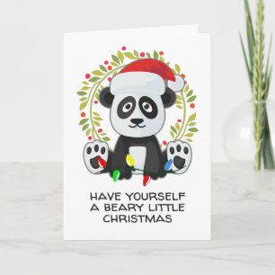 Cartes Pour Fêtes Annuelles Chanson de Noël drôle Pun Panda