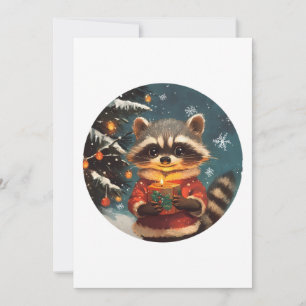 Cartes Pour Fêtes Annuelles Chansons de Noël sous la neige de raton laveur