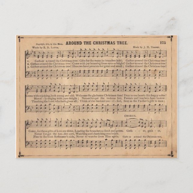 Cartes Pour Fêtes Annuelles Chant de Noël : Autour de l'arbre de Noël (Devant)