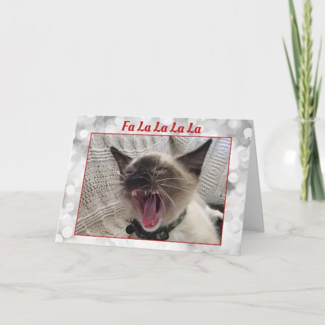 Cartes Pour Fêtes Annuelles Chant humoristique Siamese Kitten Photo Noël (Devant)