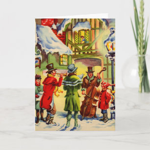 Cartes Pour Fêtes Annuelles Chanter des chants de Noël lors d'une soirée ennei