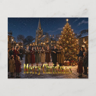 Cartes Pour Fêtes Annuelles Chanteurs de Noël des années 50 sur la place du vi
