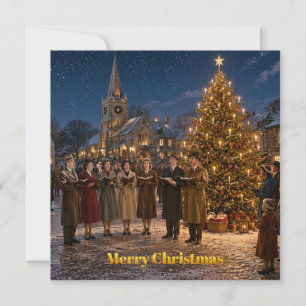 Cartes Pour Fêtes Annuelles Chanteurs de Noël des années 50 sur la place du vi