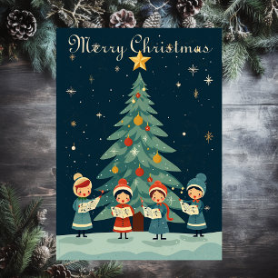 Cartes Pour Fêtes Annuelles Chanteurs de Noël Rétro Vintage Milieu du XXe Sièc