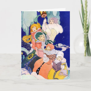 Cartes Pour Fêtes Annuelles Chanteurs de Noël vintage sous les étoiles
